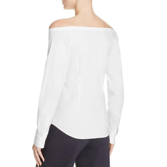 Theory Auriana Stretch Off Shoulder Top White XS - Picture 5 of 5